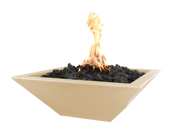 Top Fires by The Outdoor Plus Maya 24-Inch Propane Gas Fire Bowl - Vanilla - Match Light