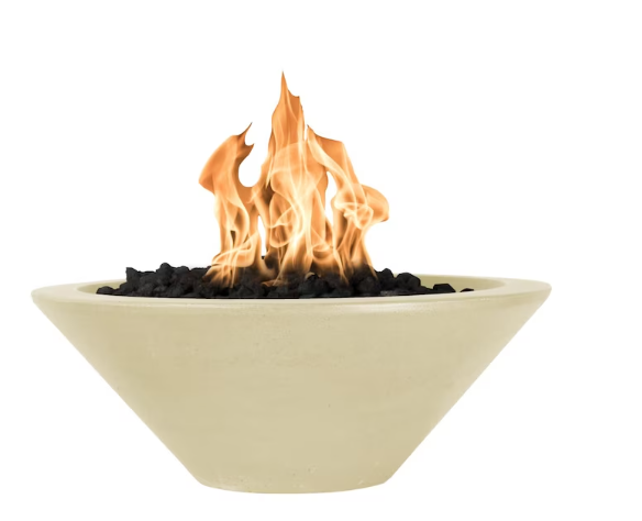 Top Fires by The Outdoor Plus Cazo 24-Inch Natural Gas Fire Bowl - Vanilla - Match Light