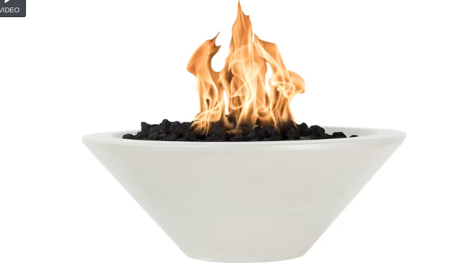 Top Fires by The Outdoor Plus Cazo 24-Inch Natural Gas Fire Bowl - Limestone - Match Light