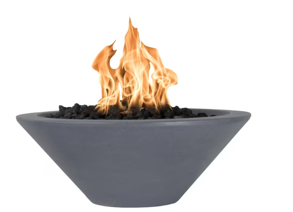 Top Fires by The Outdoor Plus Cazo 24-Inch Natural Gas Fire Bowl - Gray - Match Light