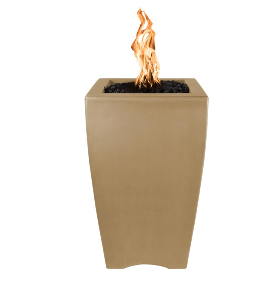 Top Fires by The Outdoor Plus Baston 33-Inch Propane Fire Pillar - Brown Concrete - Match Light - No Access Door