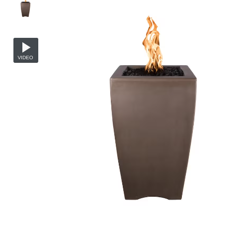 Top Fires by The Outdoor Plus Baston 33-Inch Propane Fire Pillar - Chocolate Concrete - Match Light - No Access Door