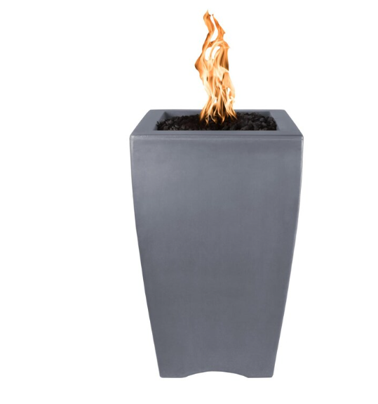 Top Fires by The Outdoor Plus Baston 33-Inch Propane Fire Pillar - Gray Concrete - Match Light - No Access Door