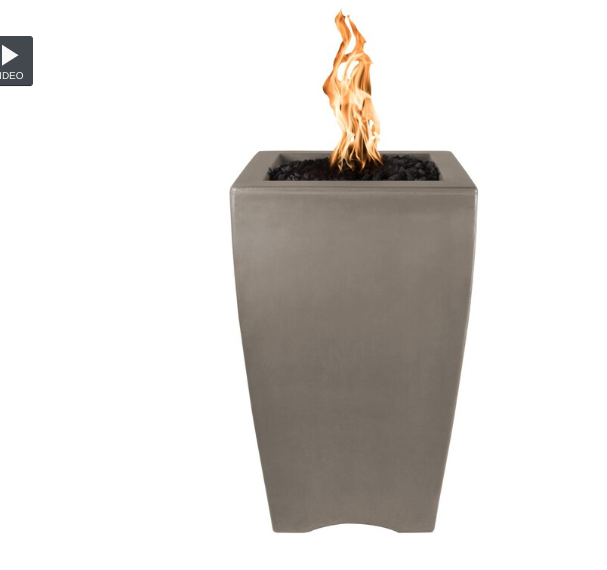 Top Fires by The Outdoor Plus Baston 33-Inch Propane Fire Pillar - Ash Concrete - Match Light - No Access Door