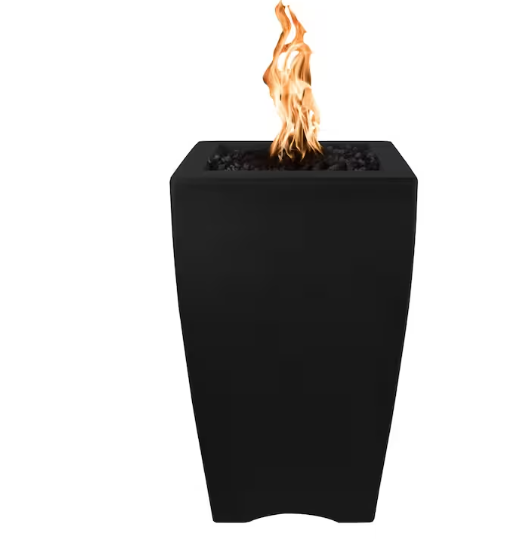 Top Fires by The Outdoor Plus Baston 33-Inch Propane Fire Pillar - Black Concrete - Match Light - No Access Door