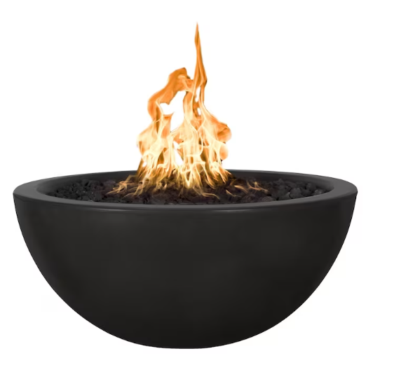Top Fires by The Outdoor Plus Luna 30-Inch Propane Fire Pit - Black Concrete - Match Light