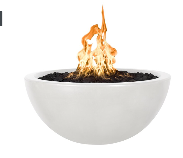 Top Fires by The Outdoor Plus Luna 30-Inch Propane Fire Pit - Limestone Concrete - Match Light