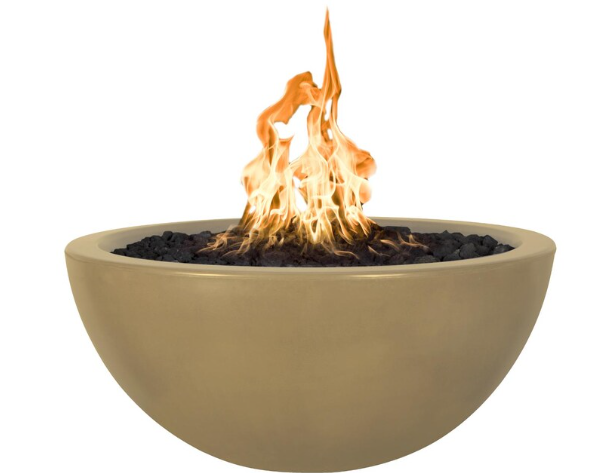 Top Fires by The Outdoor Plus Luna 30-Inch Propane Fire Pit - Brown Concrete - Match Light