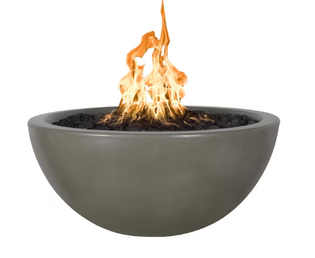 Top Fires by The Outdoor Plus Luna 30-Inch Propane Fire Pit - Ash Concrete - Match Light