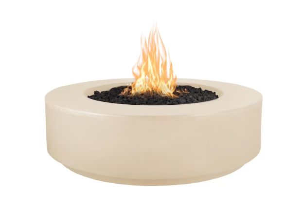 Top Fires by The Outdoor Plus Florence 42-Inch Propane Fire Pit - Vanilla Concrete - Match Light