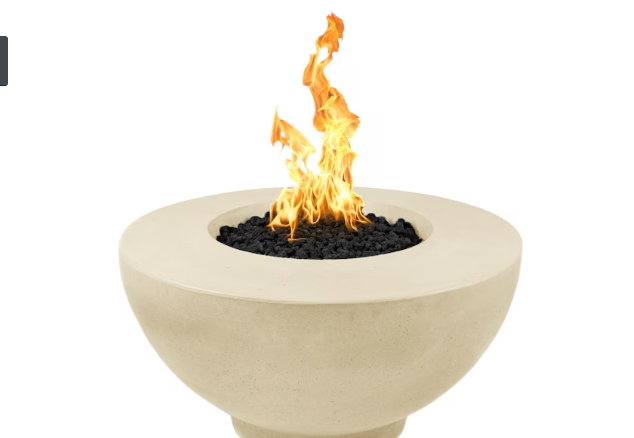 Top Fires by The Outdoor Plus Sienna 37-Inch Propane Fire Pit - Vanilla Concrete - Match Light
