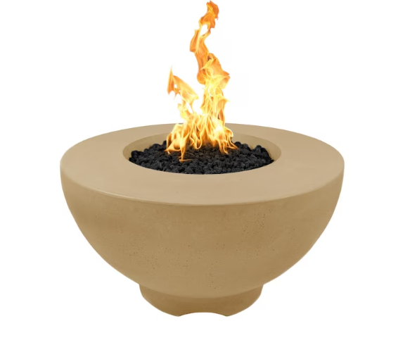 Top Fires by The Outdoor Plus Sienna 37-Inch Propane Fire Pit - Brown Concrete - Match Light