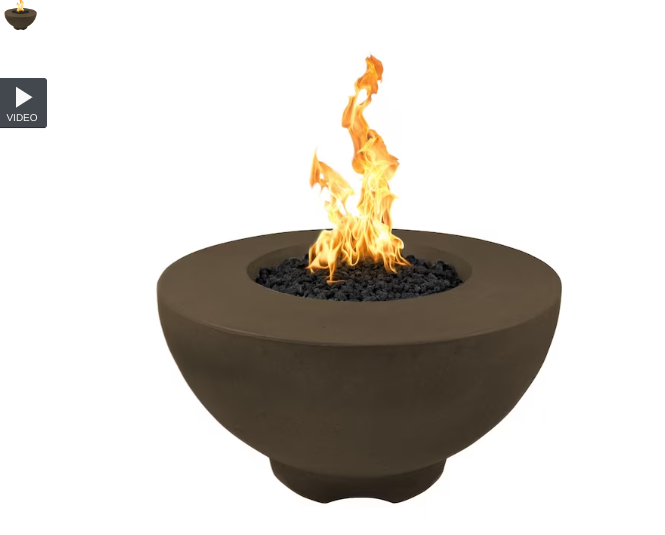 Top Fires by The Outdoor Plus Sienna 37-Inch Propane Fire Pit - Chocolate Concrete - Match Light