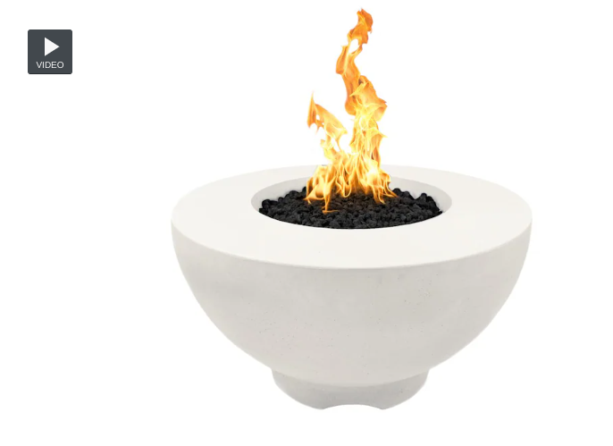 Top Fires by The Outdoor Plus Sienna 37-Inch Propane Fire Pit - Limestone Concrete - Match Light