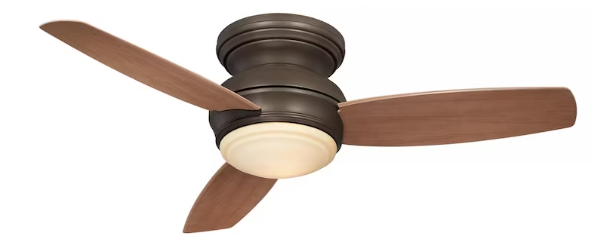 Minka-Aire Traditional Concept 44-Inch 3-Blade LED Ceiling Fan in Oil Rubbed Bronze Finish W/ Medium Maple Blades & Tinted Opal Glass - F593L-ORB