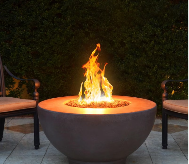 Top Fires by The Outdoor Plus Sienna 37-Inch Propane Fire Pit - Ash Concrete - Match Light