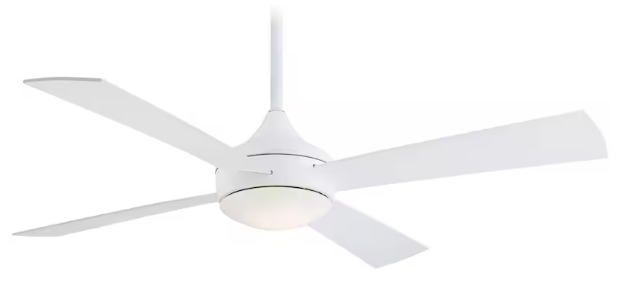 Minka-Aire Aluma Wet 52-Inch 4-Blade LED Ceiling Fan in Flat White Finish W/ Flat White Blades & Etched Opal Glass - F523L-WHF