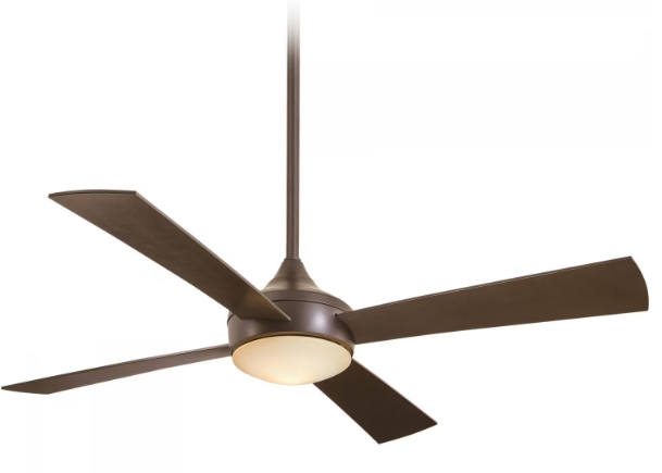 Minka-Aire Aluma Wet 52-Inch 4-Blade LED Ceiling Fan in Oil Rubbed Bronze Finish W/ Oil Rubbed Bronze Blades & Tinted Opal Glass - F523L-ORB