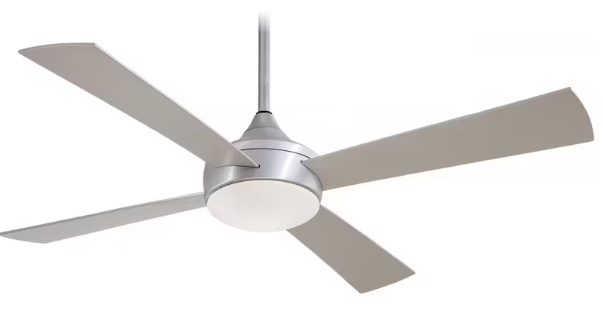 Minka-Aire Aluma Wet 52-Inch 4-Blade LED Ceiling Fan in Brushed Aluminum Finish W/ Silver Blades & Etched Opal Glass - F523L-ABD