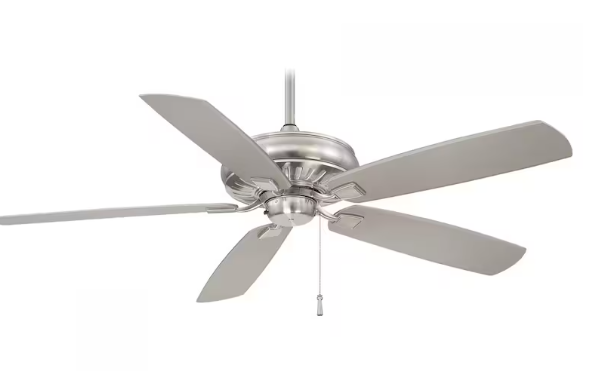 Minka-Aire Sunseeker 60-Inch 5-Blade Ceiling Fan in Brushed Nickel Wet Finish W/ Silver Blades - F532-BNW