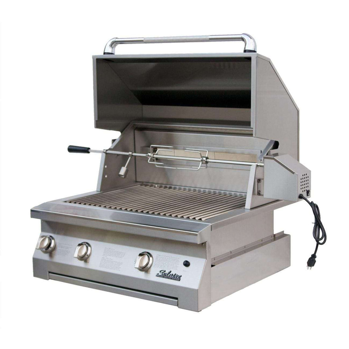 Solaire 30 Inch Built-In All Infrared Propane Gas Grill With Rotisserie - SOL-AGBQ-30IR-LP open