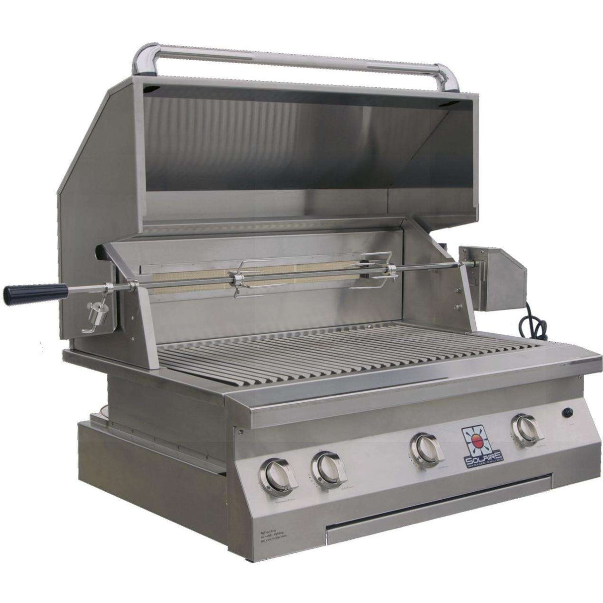 Solaire 36 Inch Built-In All Infrared Propane Gas Grill With Rotisserie - SOL-AGBQ-36IR-LP open