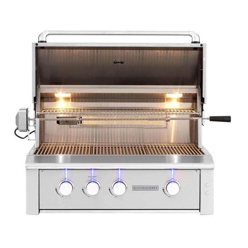 Summerset Alturi 36-Inch 3-Burner Propane Gas Grill With Stainless Steel Burners & Rotisserie - ALT36T-LP open grill