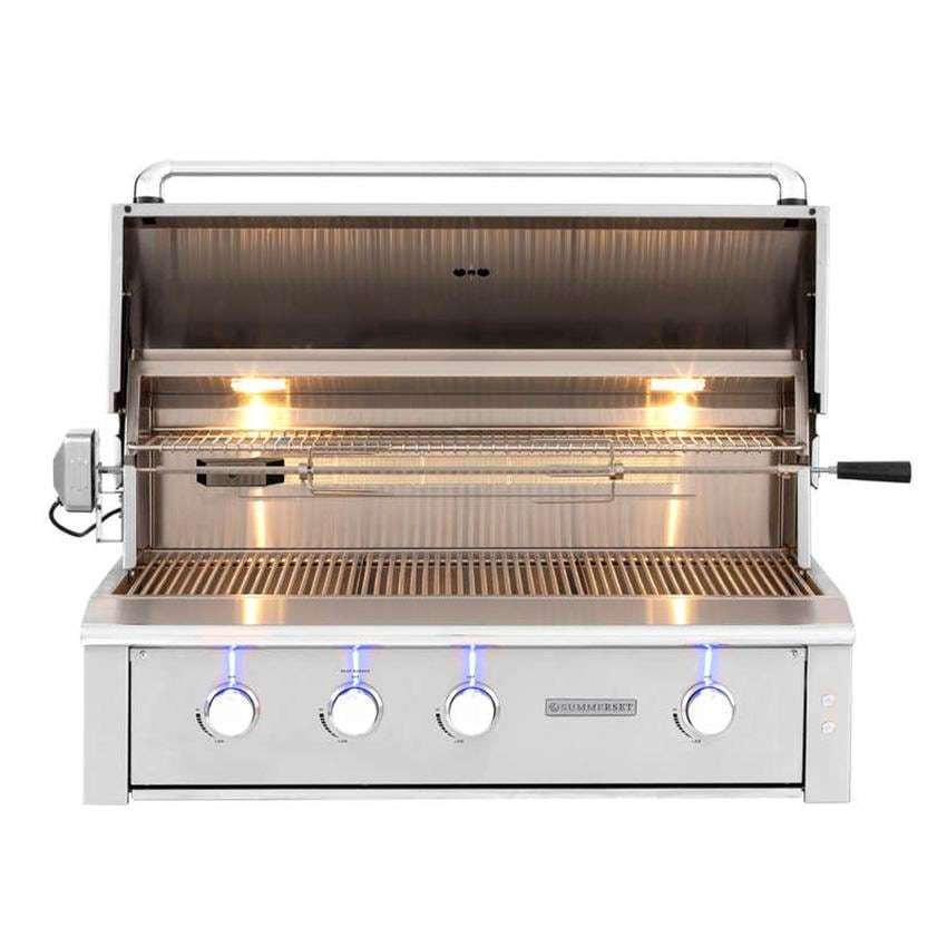 Summerset Alturi 42-Inch 3-Burner Propane Gas Grill With Stainless Steel Burners & Rotisserie - ALT42T-LP open