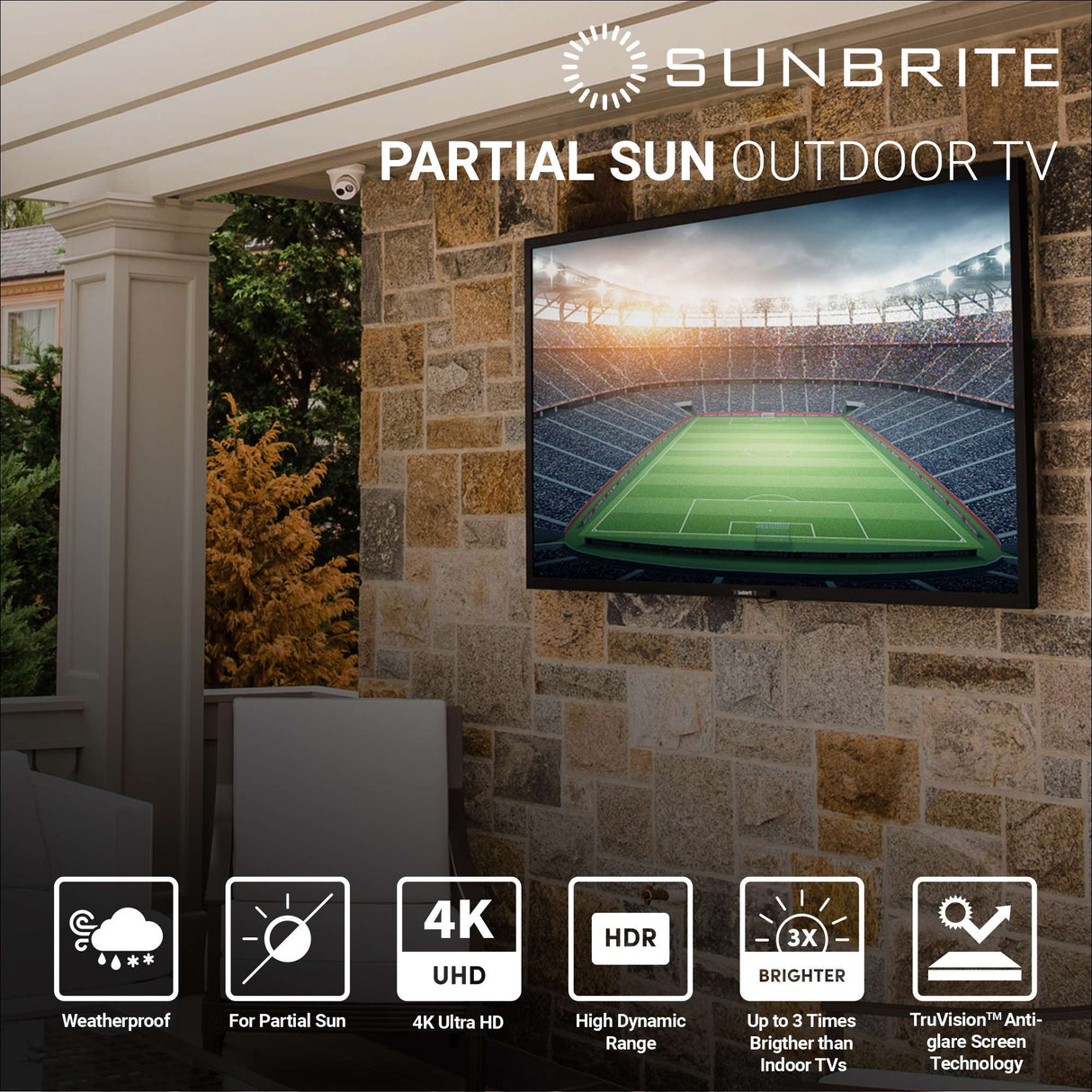 Sunbrite Signature 2 SB-S2-55-4K-BL 55 inch LED HDR 4K Outdoor TV – Partial Sun 1