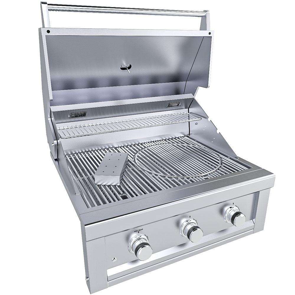 Sunstone Ruby 30-Inch 3-Burner Built-In Propane Gas Grill With Pro-Sear - Ruby3B-LP open