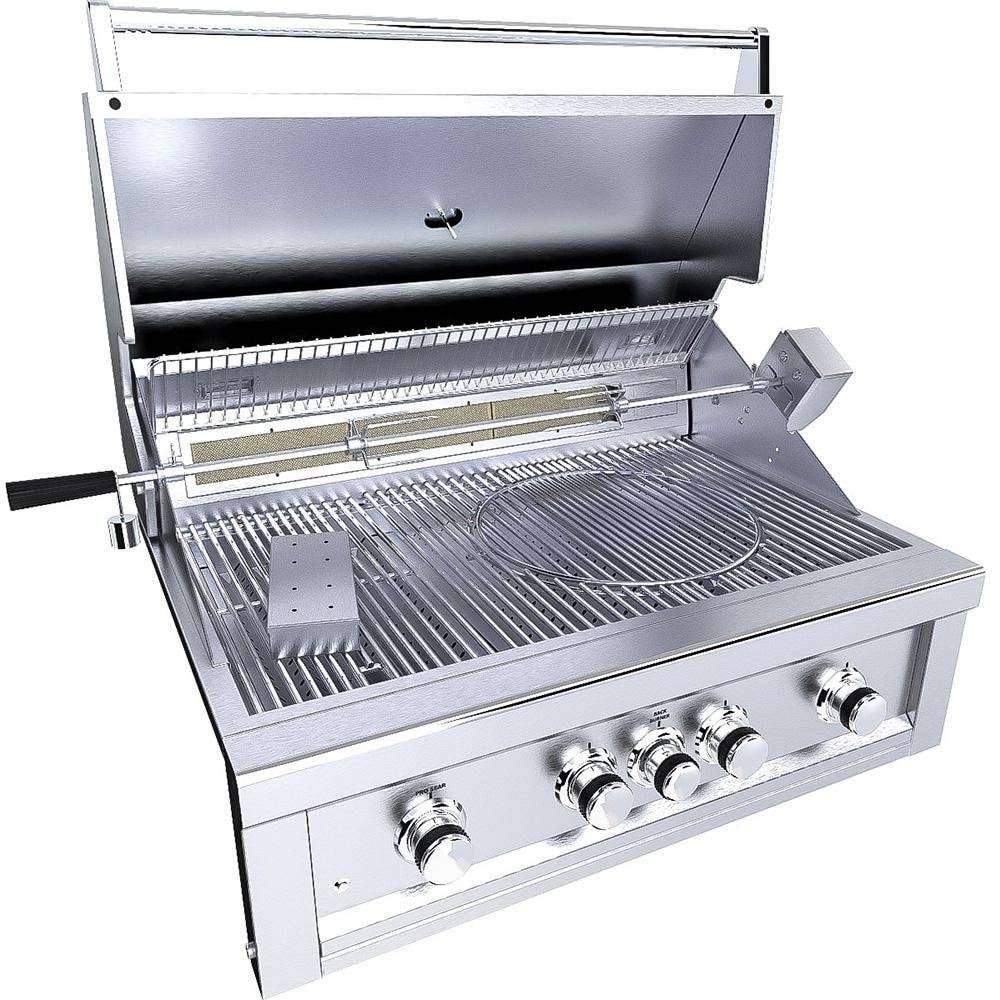 Sunstone Ruby 36-Inch 4-Burner Built-In Propane Gas Grill With Pro-Sear And Rotisserie - Ruby4BIR-LP open grill
