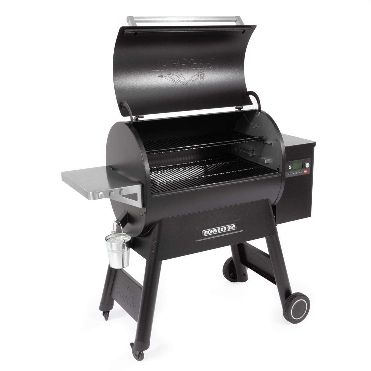 Traeger Ironwood 885 Wi-Fi Controlled Wood Pellet Grill W WiFIRE & Pellet Sensor - TFB89BLF open grill