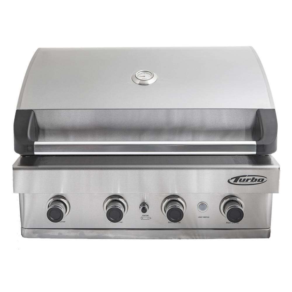 Turbo 32-Inch 4-Burner Built-In Propane Gas Grill - BTH3221BLP Front