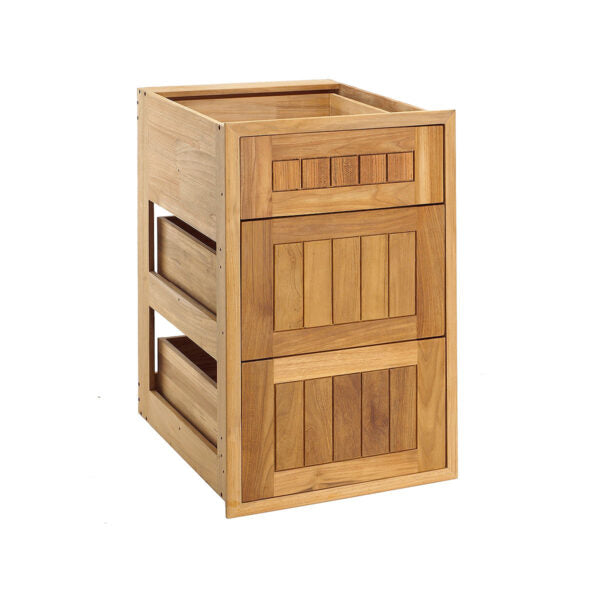 Pacific Teak Millworks 18 Inch Shaker Panel Triple Drawer