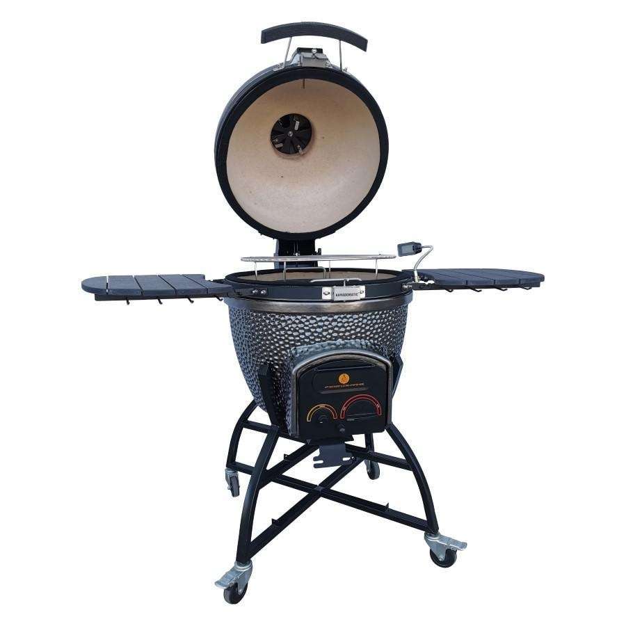 Vision Elite Series XD402 Deluxe 20-Inch Kamado Grill - Metallic Gun Metal Grey - XD-402MG open grill