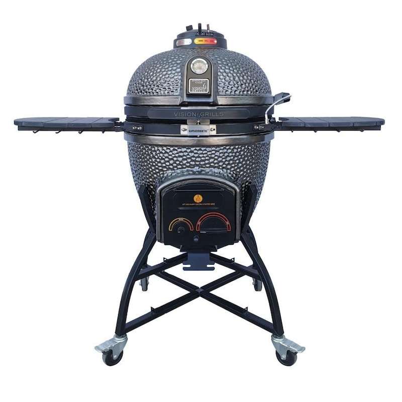 Vision Elite Series XD402 Deluxe 20-Inch Kamado Grill - Metallic Gun Metal Grey - XD-402MG