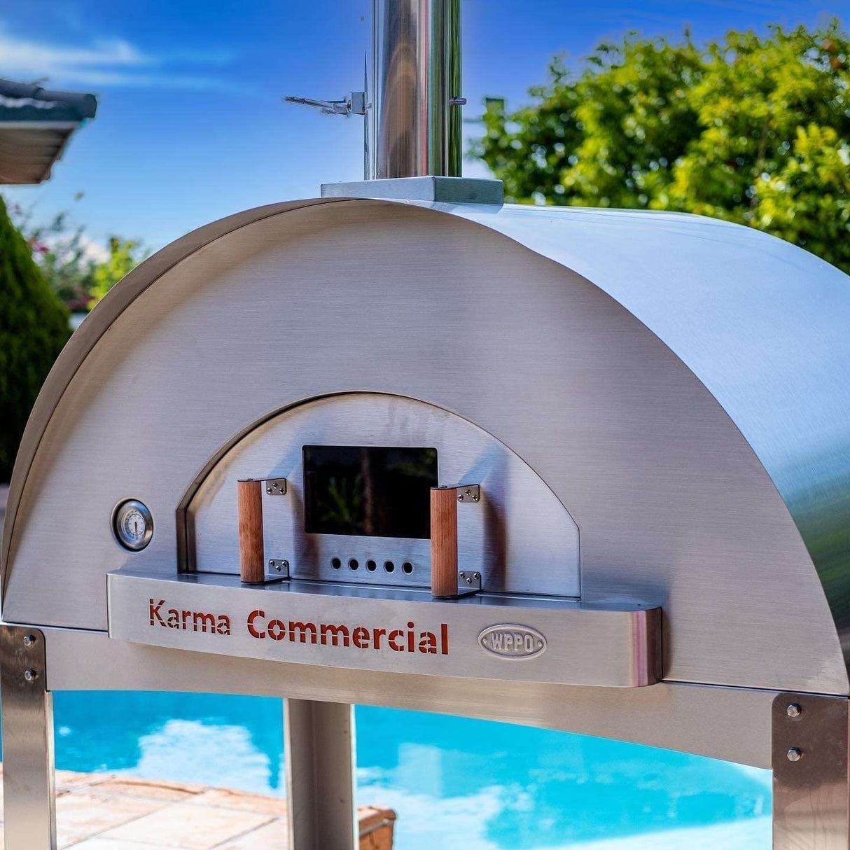 WPPO Karma 55-Inch Stainless Steel Commercial Wood Fired Pizza Oven WKK-04COM
