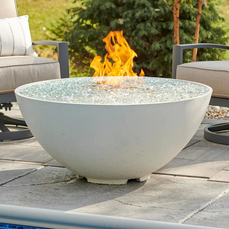 The Outdoor GreatRoom Company Cove Edge 42-Inch Round Natural Gas Fire Pit Bowl with 30-Inch Crystal Fire Burner - Ships As Propane With Conversion Fittings - White - CV-30EWHT-NG (1)