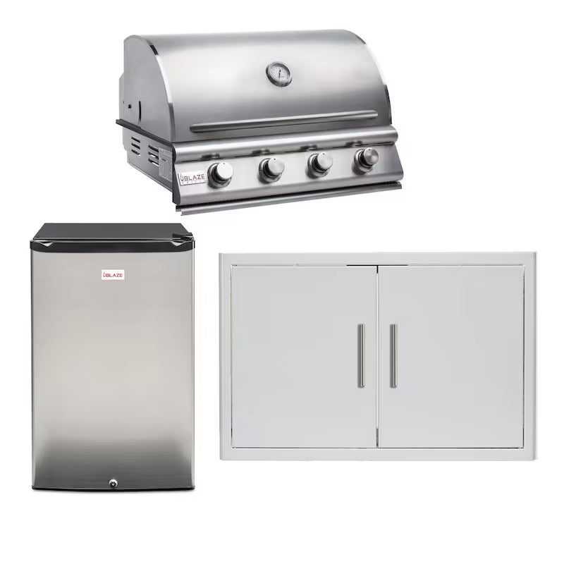 Blaze Prelude LBM 3-Piece 32-Inch Propane Outdoor Kitchen Package w/ Refrigerator - BLZ-4LBM126-LP-3PC-SC (1)