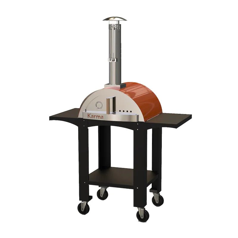 WPPO Karma 25-Inch Wood Fired Pizza Oven with Black Cart - Orange - WKK-01S-WS-Orange