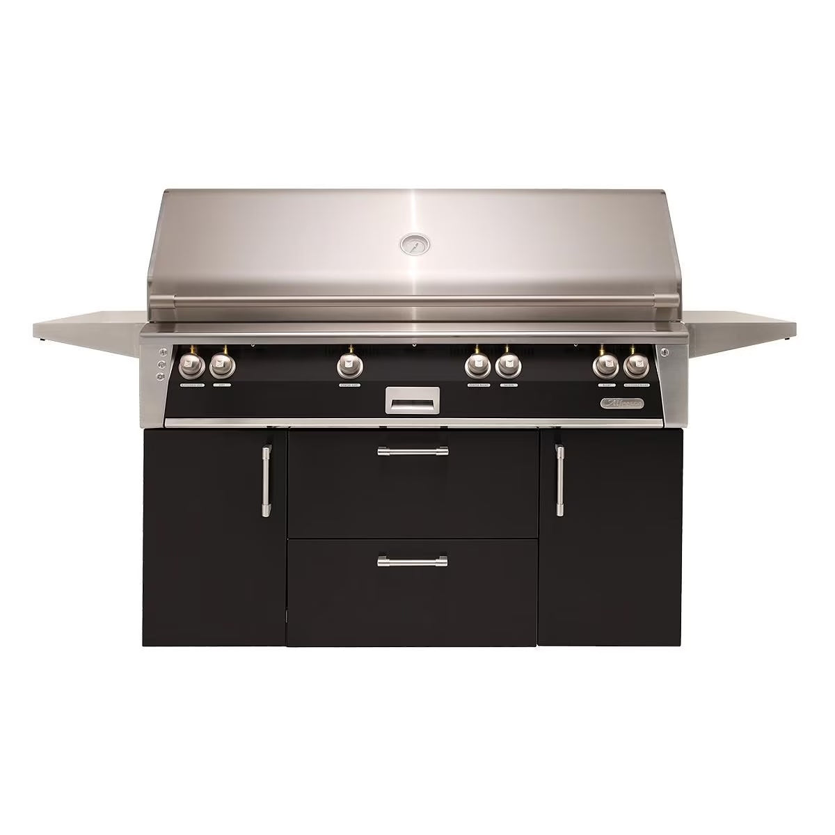 Alfresco ALXE 56-Inch Freestanding Natural Gas All Grill with Sear Zone and Rotisserie in Jet Black Gloss - ALXE-56BFGC-LP-S9005