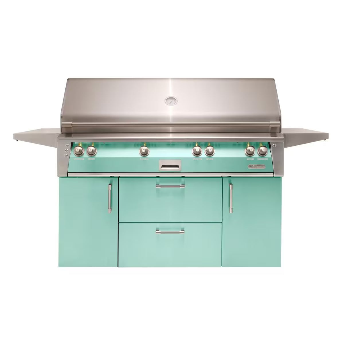 Alfresco ALXE 56-Inch Freestanding Natural Gas All Grill with Sear Zone and Rotisserie in Light Green - ALXE-56BFGC-NG-S6027