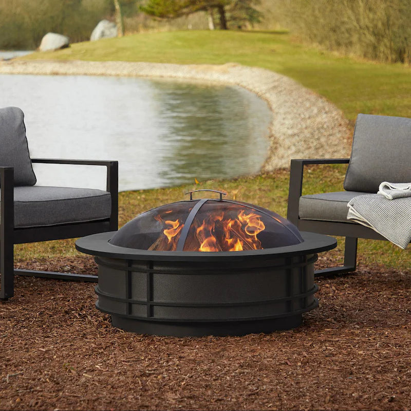 Lakeview Forestview 40-Inch Round Wood Burning Fire Pit - Gray - SC-980-GRY