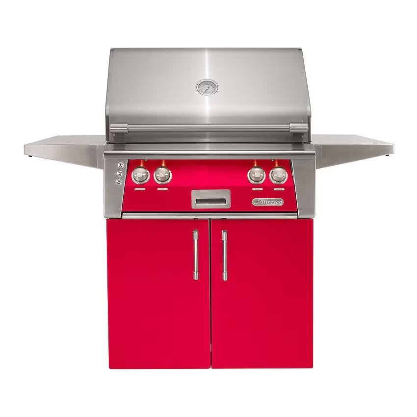 Alfresco ALXE 30-Inch Freestanding Natural Gas Grill with Sear Zone and Rotisserie in Raspberry Red - ALXE-30SZC-NG-S3027