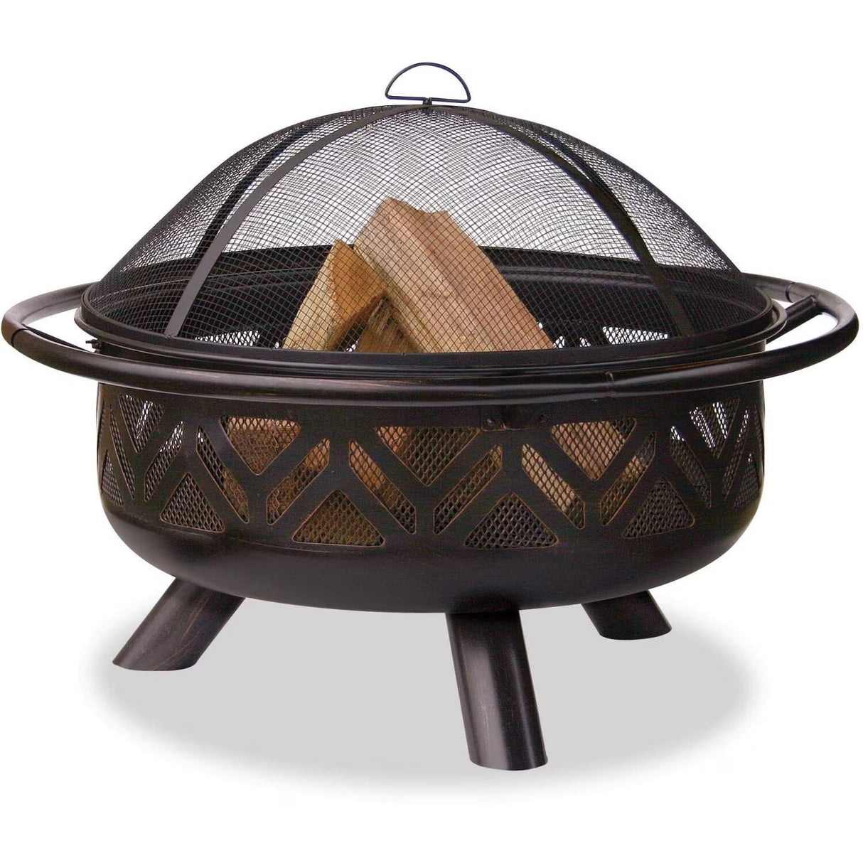 UniFlame 30 Inch Oil Rubbed Bronze Firebowl Fire Pit With Geometric Design (2)