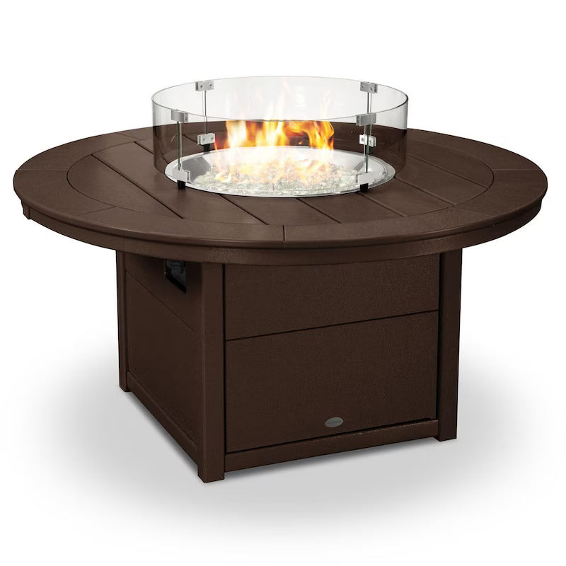 Enhance the ambiance of your outdoor space with the Round 48-inch Fire Pit Table. Easily roast marshmallows, stay warm, and enjoy the company of your friends and family by this low-maintenance fire pit table. A few Adirondack chairs and rockers gathered a