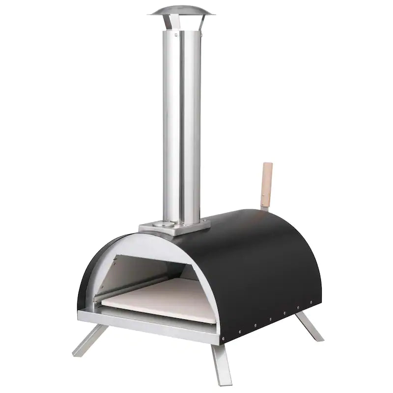 WPPO Le Peppe Portable Black Wood Fired Pizza Oven with Peel - WKE-01BLCK