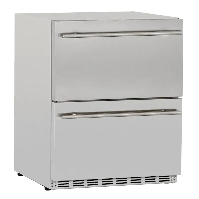American Made Grills 5.3c Deluxe Outdoor Rated 2-Drawer Fridge - AMG-RFR-24DR2 24-Inch 5.3 Cu. Ft. Outdoor Rated Deluxe Refrigerator Drawers - SSRFR-24DR2