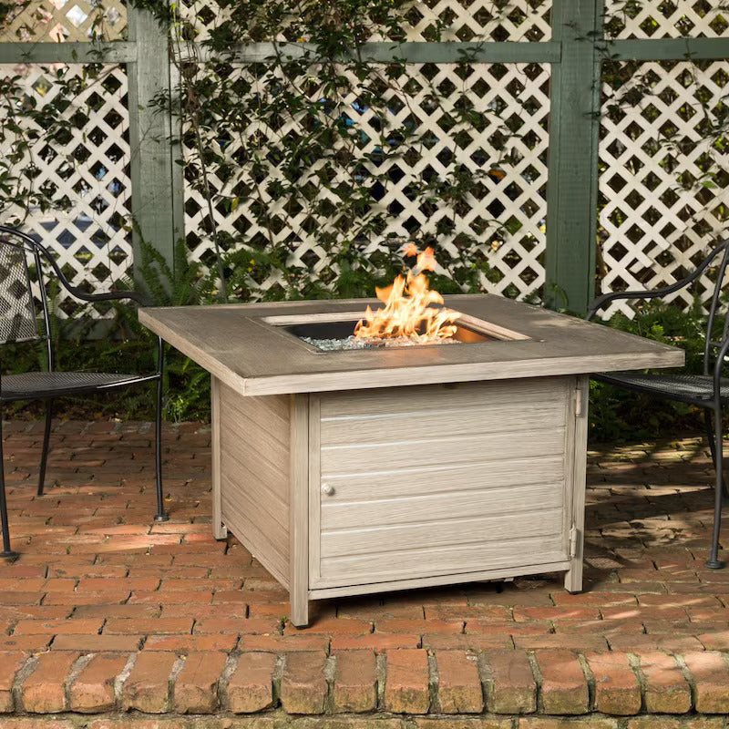 Ultimate Patio Saddlebunch 40-Inch Square Aluminum Propane Fire Pit Table - Barnwood (1)