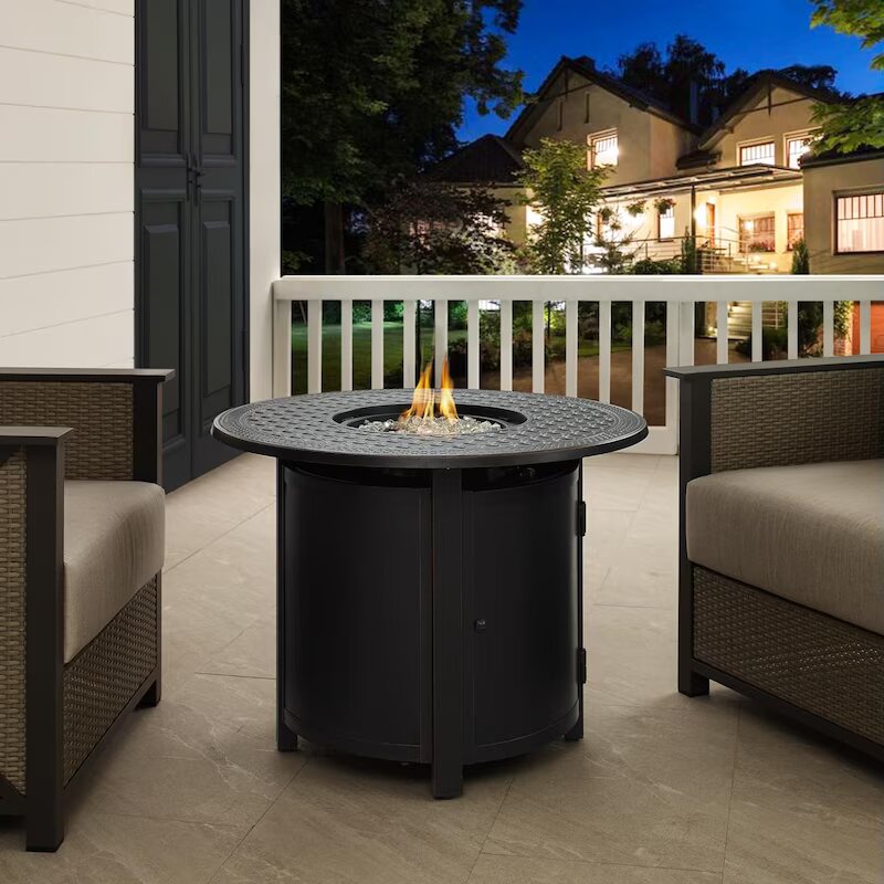 Fire Sense Woodberry 34-Inch Round Aluminum Natural Gas Fire Pit - (Ships as Propane With Conversion Fittings) - 63688-NG (1)